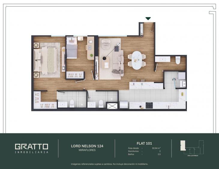 Plano del modelo X101 del proyecto Lord Nelson 124 en Miraflores