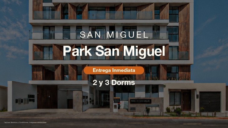 Fachada principal del proyecto Park San Miguel en San Miguel