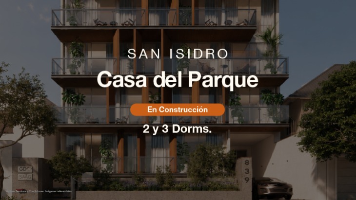 Fachada principal del proyecto Casa del Parque en San Isidro