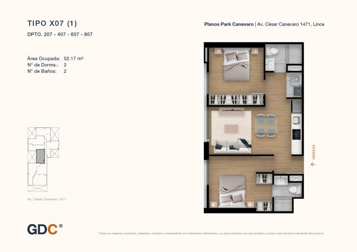 Plano del modelo X07 (1) del proyecto Park Canevaro en Lince