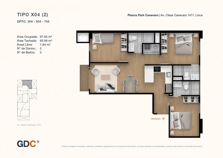 Plano del modelo X04 (2) del proyecto Park Canevaro en Lince