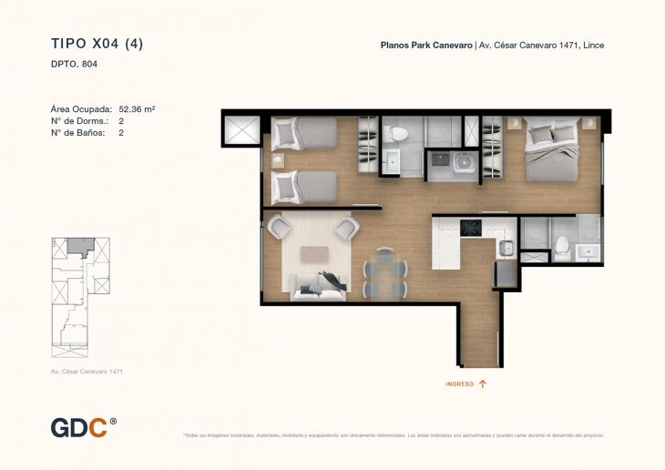 Plano del modelo 804 del proyecto Park Canevaro en Lince