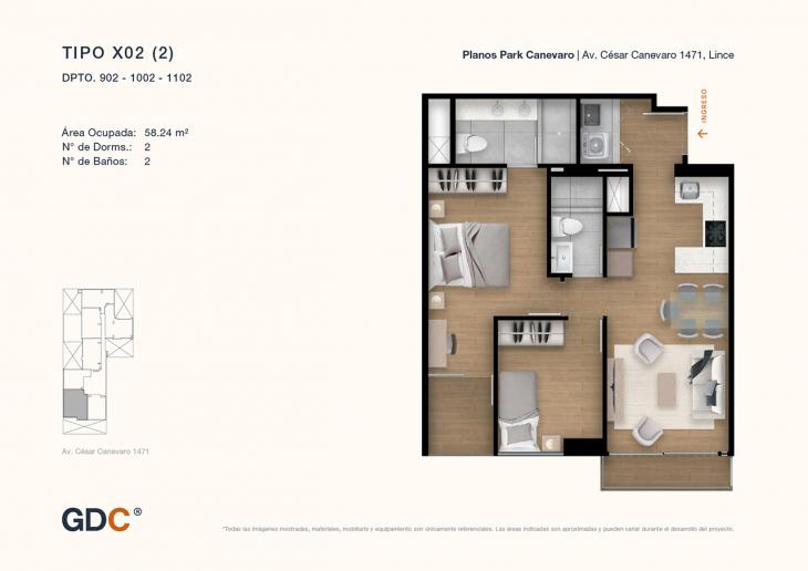 Plano del modelo X02 (2) del proyecto Park Canevaro en Lince
