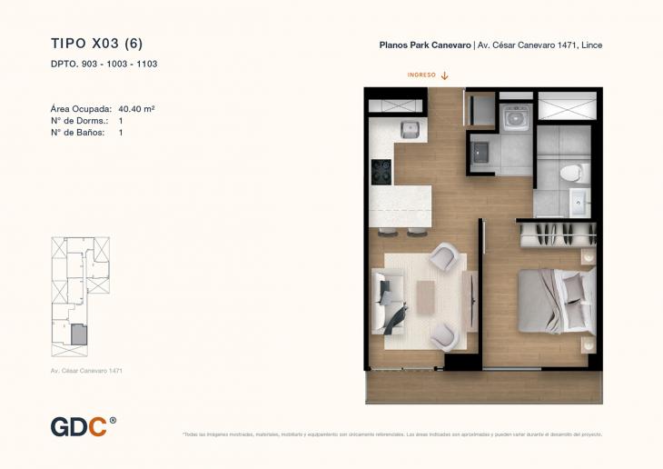 Plano del modelo X03 (6) del proyecto Park Canevaro en Lince