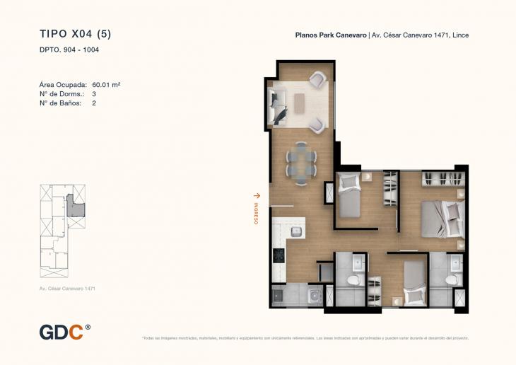 Plano del modelo X04 (5) del proyecto Park Canevaro en Lince