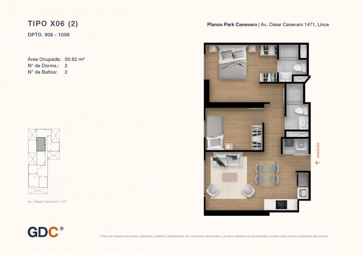 Plano del modelo X06 (2) del proyecto Park Canevaro en Lince