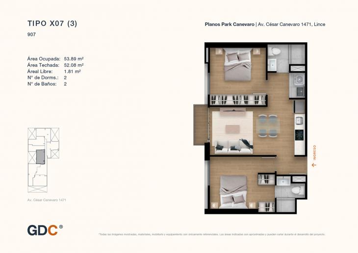 Plano del modelo X07 (3) del proyecto Park Canevaro en Lince