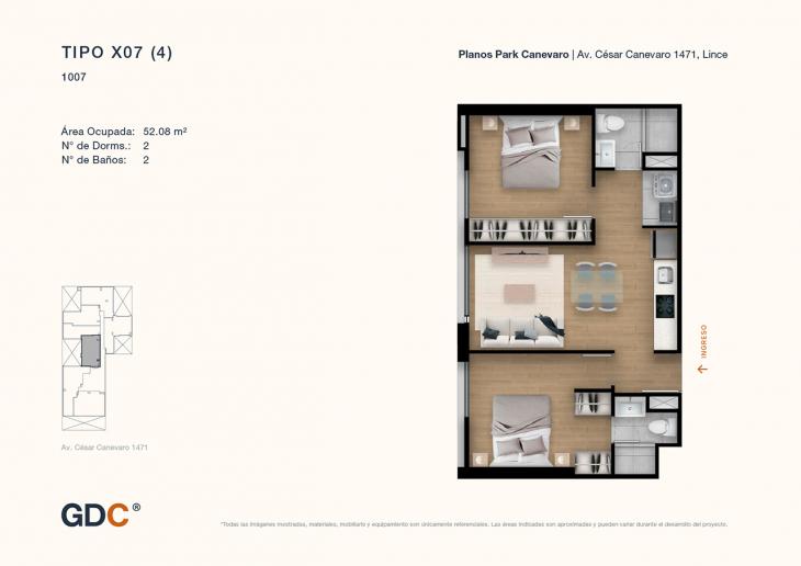 Plano del modelo X07 (4) del proyecto Park Canevaro en Lince