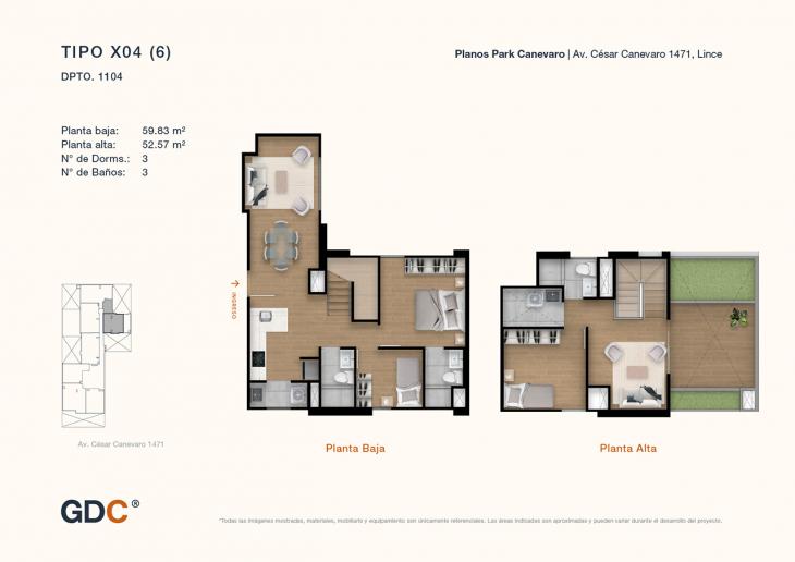 Plano del modelo X04 (6) del proyecto Park Canevaro en Lince