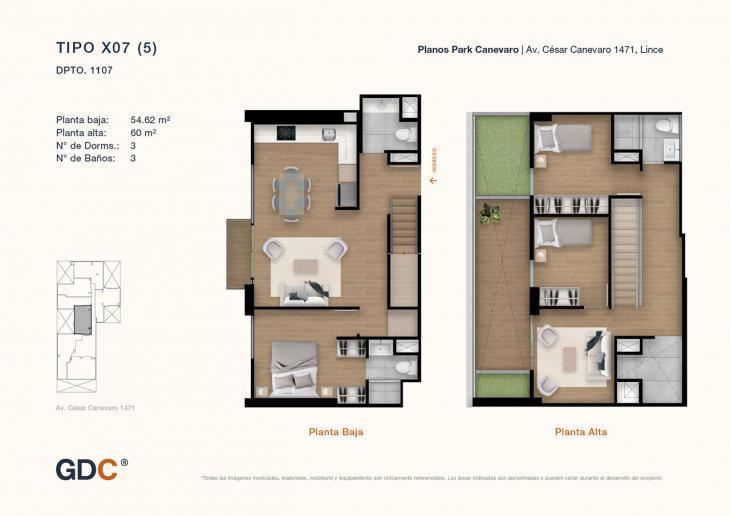 Plano del modelo X07 (5) del proyecto Park Canevaro en Lince