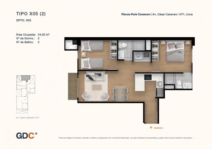 Plano del modelo X05 (2) del proyecto Park Canevaro en Lince