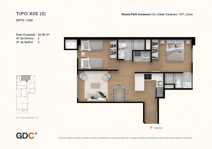 Plano del modelo X05 (3) del proyecto Park Canevaro en Lince