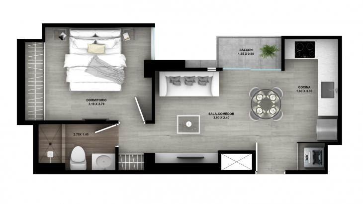 Plano del modelo 9B del proyecto Element en Surquillo