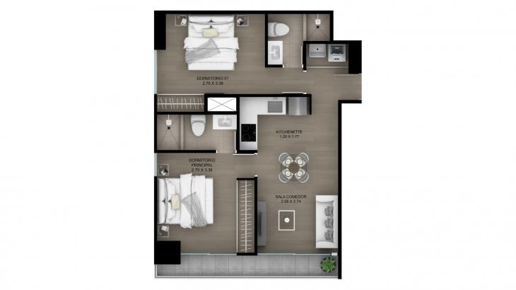 Plano del modelo Tipo 6 del proyecto Grau 10 en Barranco