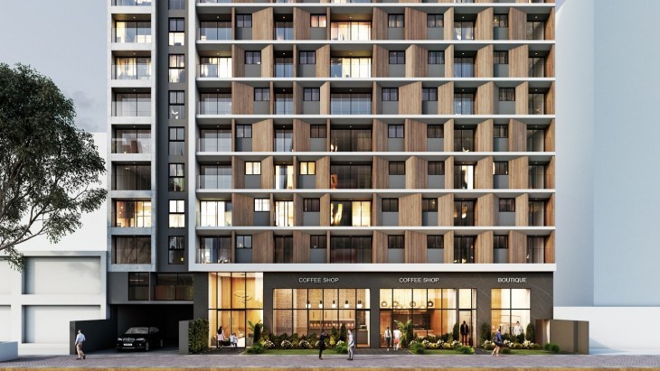 Fachada principal del proyecto Ascent en San Isidro