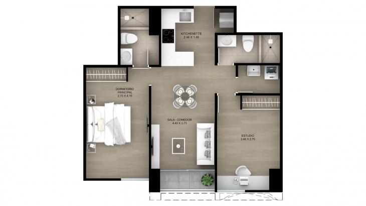 Plano del modelo Tipo 5 del proyecto Ascent en San Isidro