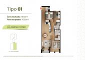 Plano del modelo Tipo 01 del proyecto Tulipanes 165 en Lince