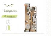 Plano del modelo Tipo 01' del proyecto Tulipanes 165 en Lince