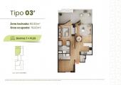 Plano del modelo Tipo 03' del proyecto Tulipanes 165 en Lince