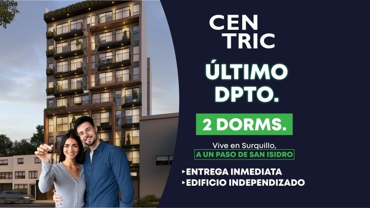 Fachada principal del proyecto CENTRIC en Surquillo