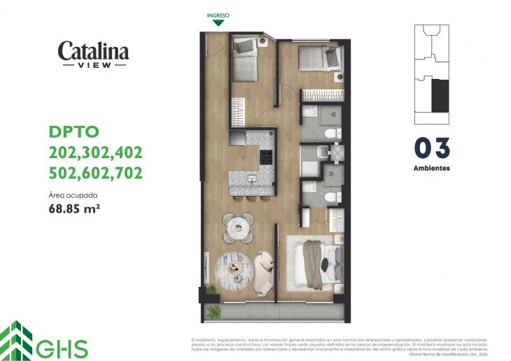 Plano del modelo 202-702 del proyecto Catalina View en La Victoria