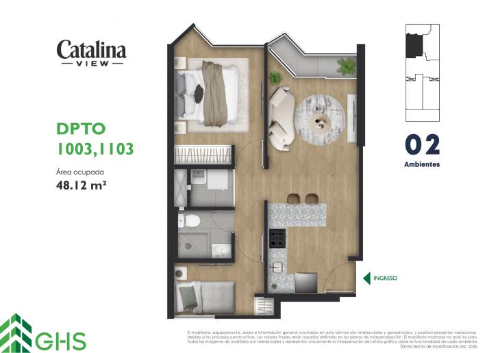 Plano del modelo 1003-1103 del proyecto Catalina View en La Victoria