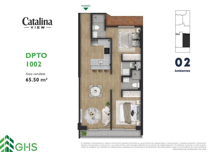 Plano del modelo 1002 del proyecto Catalina View en La Victoria