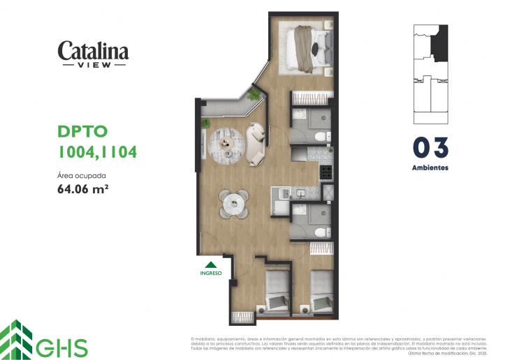 Plano del modelo 1004-1104 del proyecto Catalina View en La Victoria