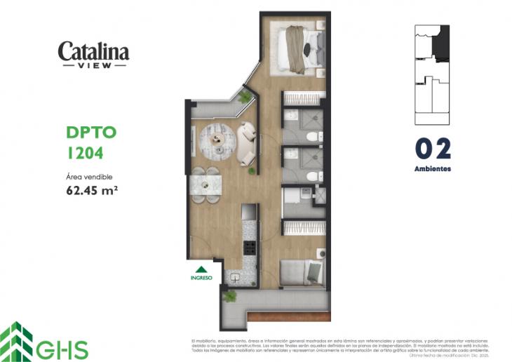 Plano del modelo 1204 del proyecto Catalina View en La Victoria