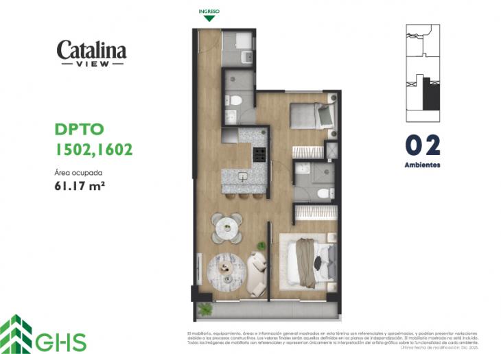 Plano del modelo 1502-1602 del proyecto Catalina View en La Victoria