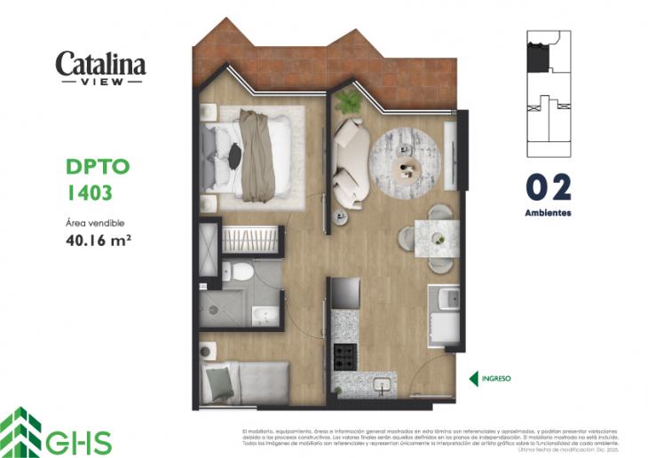 Plano del modelo 1403 del proyecto Catalina View en La Victoria