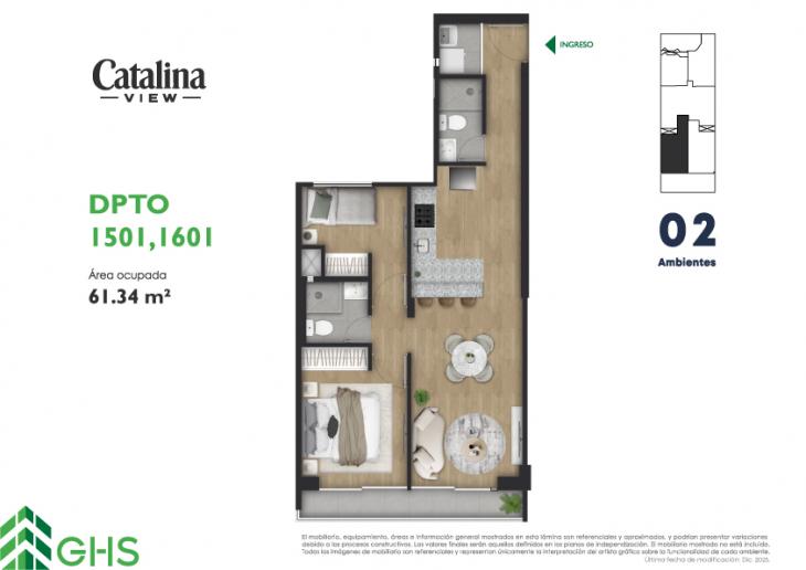 Plano del modelo 1501-1601 del proyecto Catalina View en La Victoria