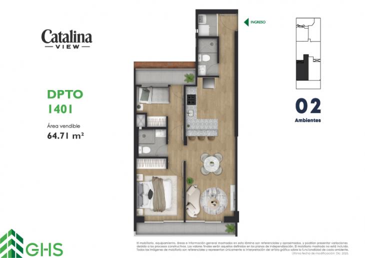 Plano del modelo 1401 del proyecto Catalina View en La Victoria