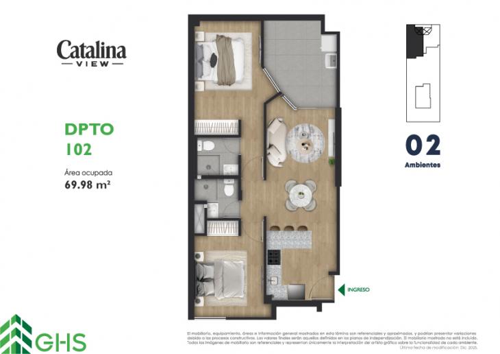 Plano del modelo 102 del proyecto Catalina View en La Victoria