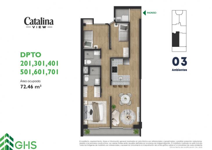 Plano del modelo 201-701 del proyecto Catalina View en La Victoria