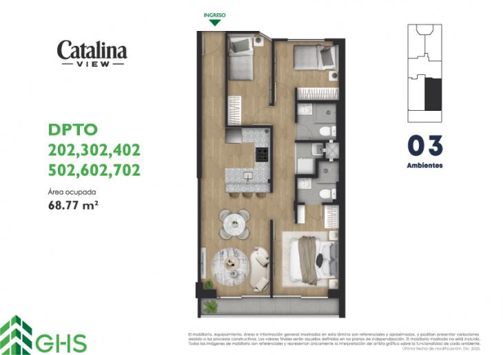 Plano del modelo 202-702 del proyecto Catalina View en La Victoria