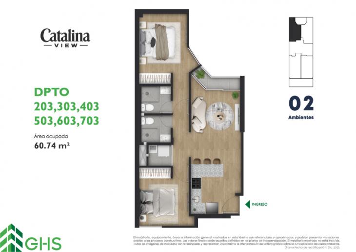 Plano del modelo 203-703 del proyecto Catalina View en La Victoria