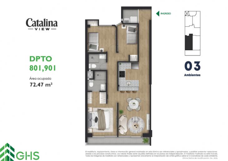 Plano del modelo 801-901 del proyecto Catalina View en La Victoria