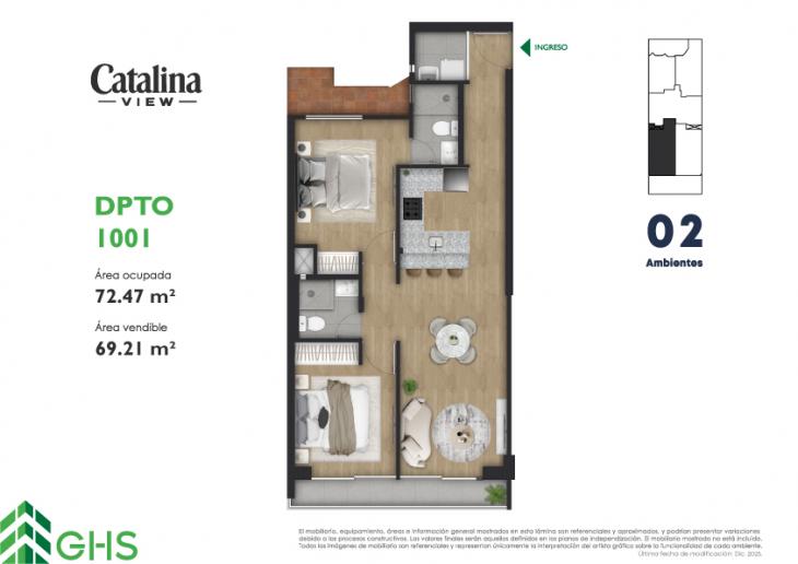 Plano del modelo 1001 del proyecto Catalina View en La Victoria