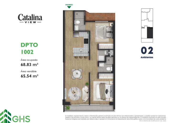 Plano del modelo 1002 del proyecto Catalina View en La Victoria