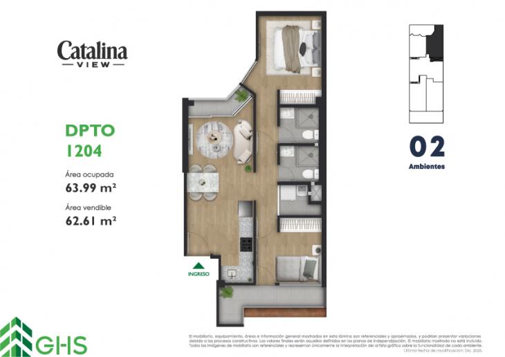 Plano del modelo 1204 del proyecto Catalina View en La Victoria