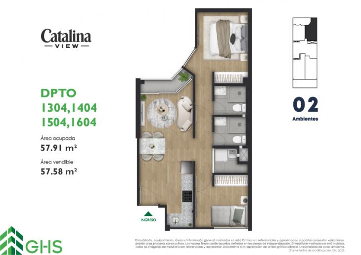 Plano del modelo 1304-1604 del proyecto Catalina View en La Victoria