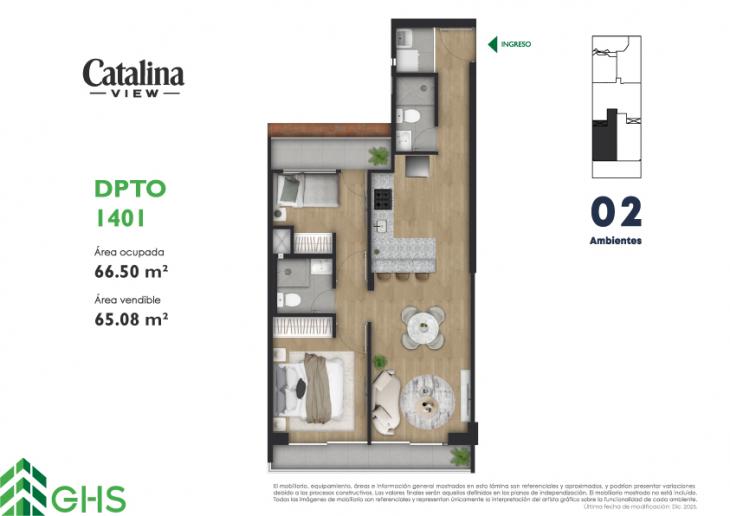 Plano del modelo 1401 del proyecto Catalina View en La Victoria