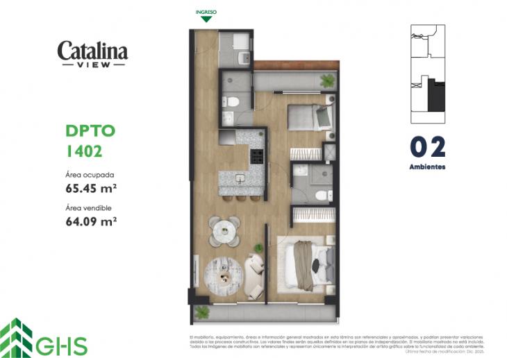 Plano del modelo 1402 del proyecto Catalina View en La Victoria