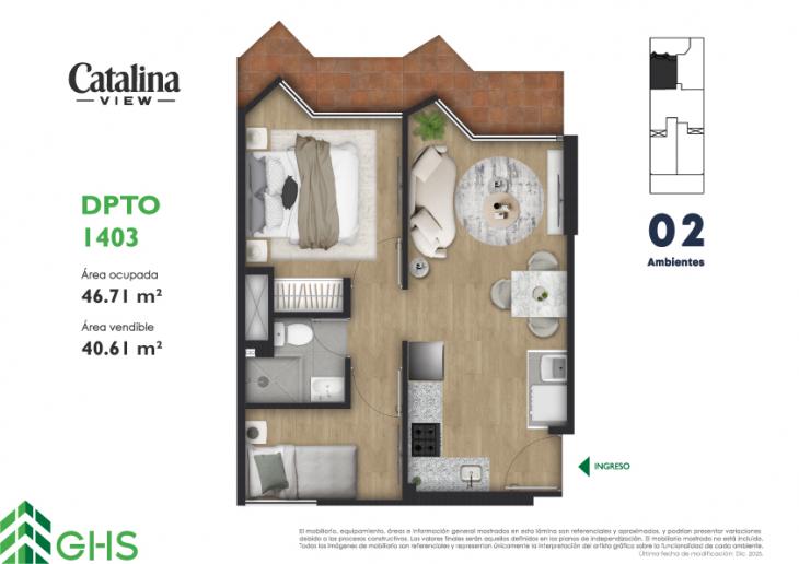Plano del modelo 1403 del proyecto Catalina View en La Victoria