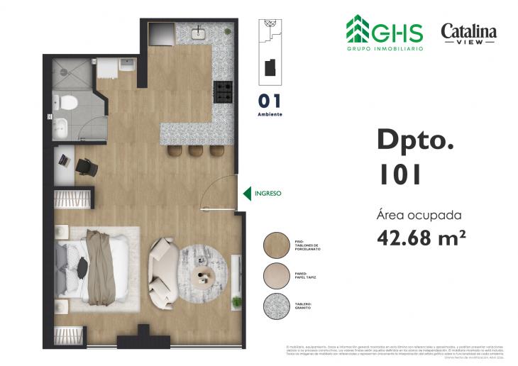 Plano del modelo 101 del proyecto Catalina View en La Victoria