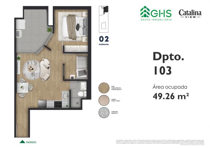 Plano del modelo 103 del proyecto Catalina View en La Victoria