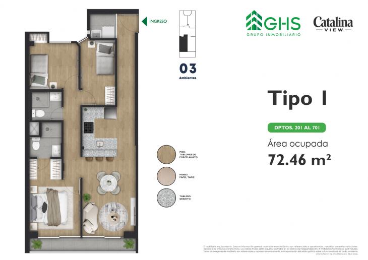 Plano del modelo 201-701 del proyecto Catalina View en La Victoria