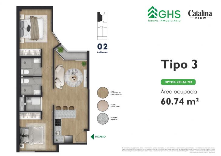Plano del modelo 203-703 del proyecto Catalina View en La Victoria