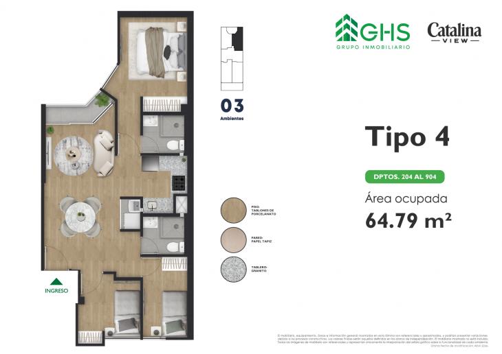 Plano del modelo 204-904 del proyecto Catalina View en La Victoria